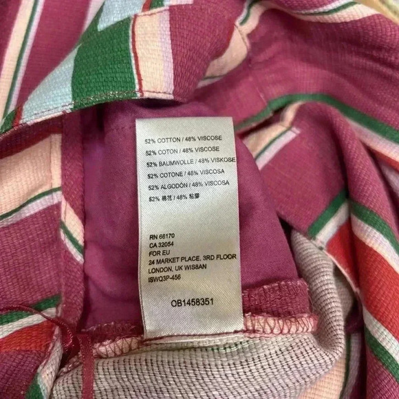 Free People Pants High Waist Stripes Straight Leg Pockets Sz 12 - Picture 9 of 9